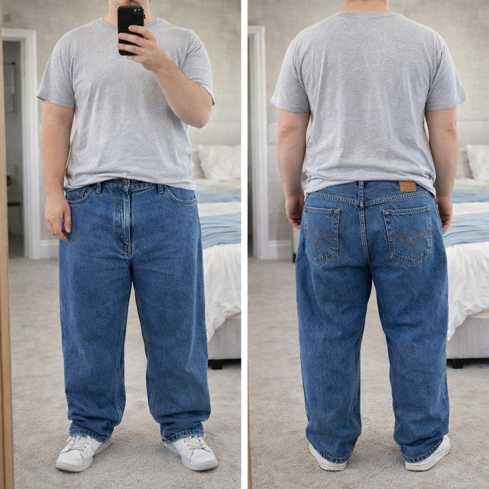 NWT Wrangler Authentics Jeans Mens 44x29 Blue Straight Fit Stretch Casual Pants